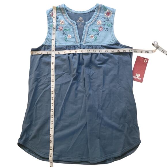 Sherpa - Shaanti Embroidered Blue Tank Top Size Medium New With Tags - Picture 8 of 9